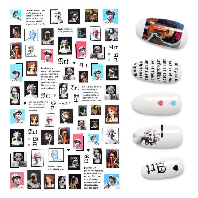 The New 3D Nail Sticker Cool English Letter stickers for nail Foil Love Heart Design Nails Accessories Fashion Manicure Sticker Stickers Girls Manicure Decoration Nail Art Supplies 3D Self-Adhesive Nail Decals Designer Nail Stickers for Acrylic Nails