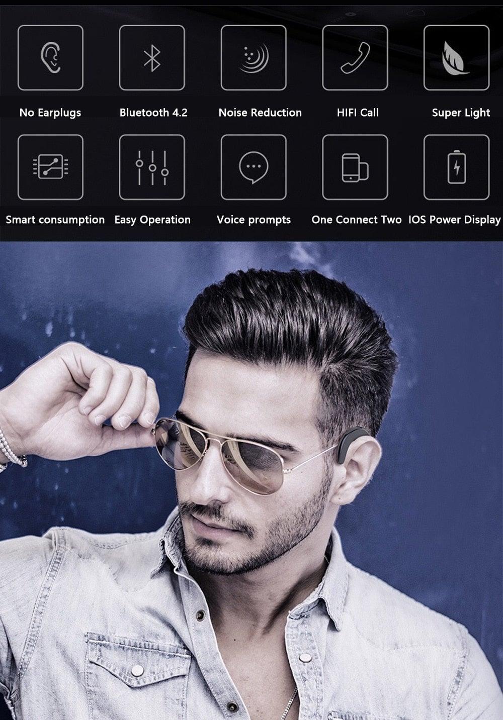 Modern Wireless Bluetooth Headphone Single Earphone Earbuds Exquisite Headset Wireless Bone Conduction Earphones Business Earbuds Bluetooth 4.1 Headphones Over Ear Hooks Handsfree Bone Conduction Earphones Headphones With Microphone
