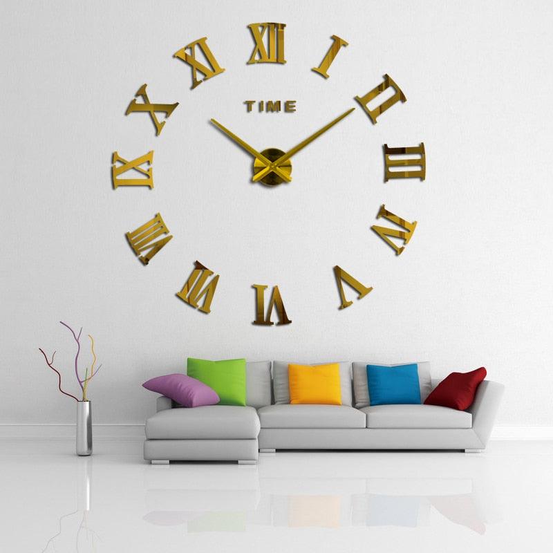 Wall Clock Promotion New Home Decor Large Roman Mirror 3D Wall Clock Mirror Surface Decorative Clock Large Wall Sticker Clock for Living Room Bedroom Office Home Decorations Fashion Modern Quartz Clocks Living Room Sticker Watch
