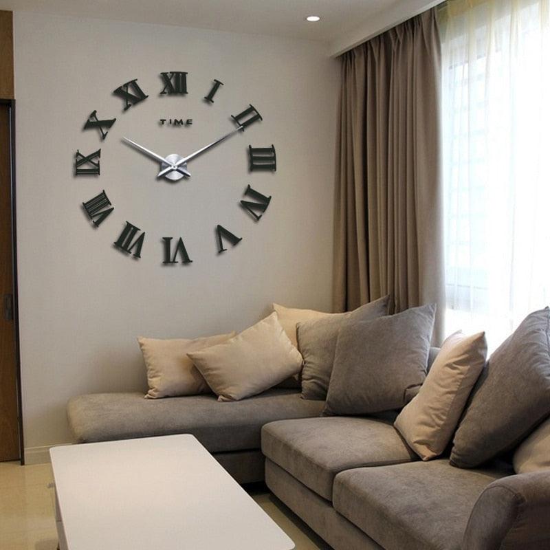 Wall Clock Promotion New Home Decor Large Roman Mirror 3D Wall Clock Mirror Surface Decorative Clock Large Wall Sticker Clock for Living Room Bedroom Office Home Decorations Fashion Modern Quartz Clocks Living Room Sticker Watch