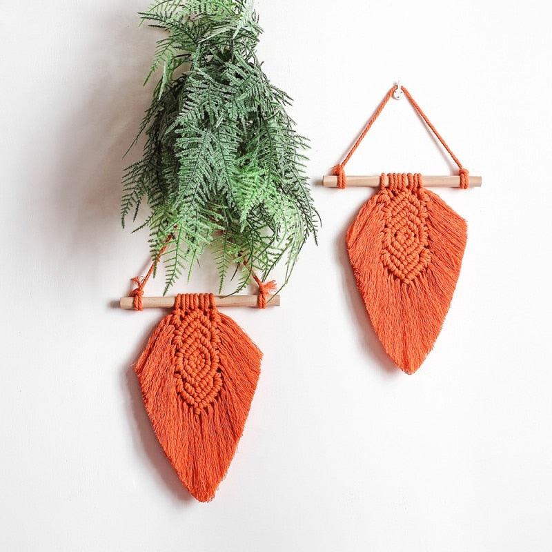 Handmade Wall Art Home Wall Decor Woven Hanging Tapestry Tassel Wind Chimes Wall Hanging Ornaments Hand Macrame Wall For Wall Wedding Living Room Gallery Patio Apartment Yard Decor