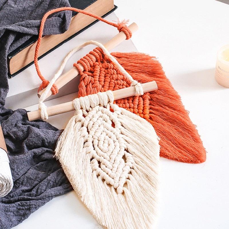 Handmade Wall Art Home Wall Decor Woven Hanging Tapestry Tassel Wind Chimes Wall Hanging Ornaments Hand Macrame Wall For Wall Wedding Living Room Gallery Patio Apartment Yard Decor