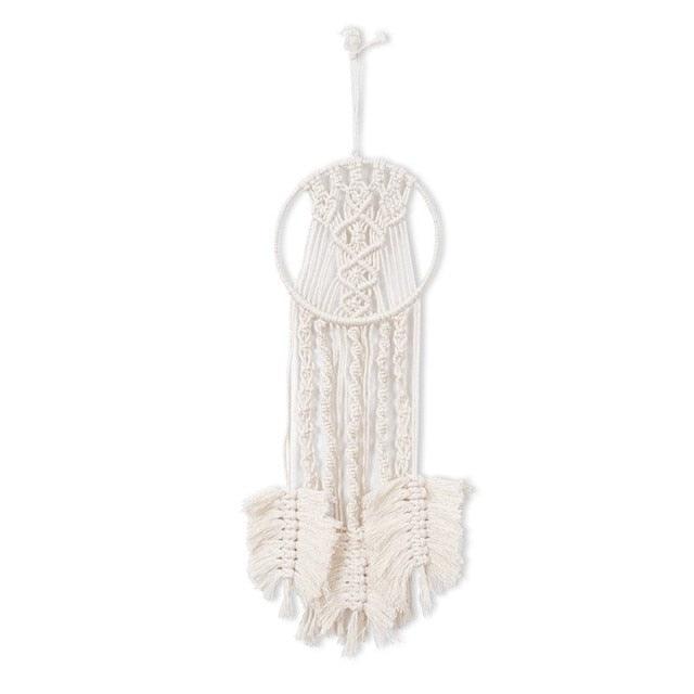 Handmade Wall Art Home Wall Decor Woven Hanging Tapestry Tassel Wind Chimes Wall Hanging Ornaments Hand Macrame Wall For Wall Wedding Living Room Gallery Patio Apartment Yard Decor