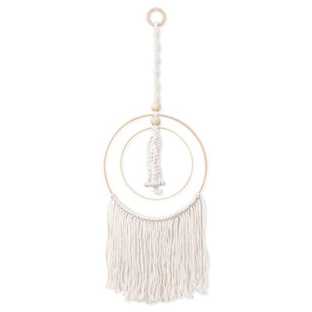 Handmade Wall Art Home Wall Decor Woven Hanging Tapestry Tassel Wind Chimes Wall Hanging Ornaments Hand Macrame Wall For Wall Wedding Living Room Gallery Patio Apartment Yard Decor