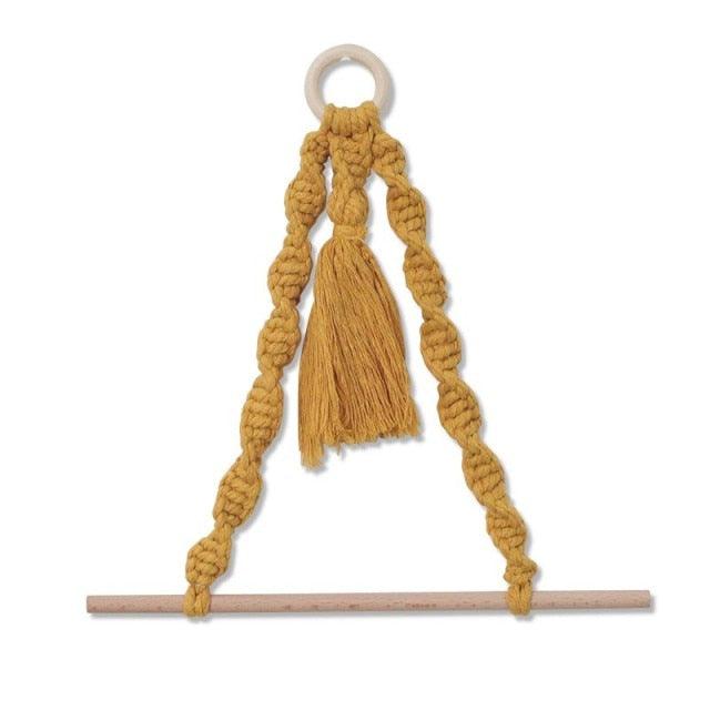 Handmade Wall Art Home Wall Decor Woven Hanging Tapestry Tassel Wind Chimes Wall Hanging Ornaments Hand Macrame Wall For Wall Wedding Living Room Gallery Patio Apartment Yard Decor