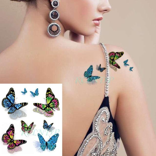 Elegant Waterproof Temporary Butterfly Sticker Tattoo Fake Halloween Party Tattoo For Woman Girls
