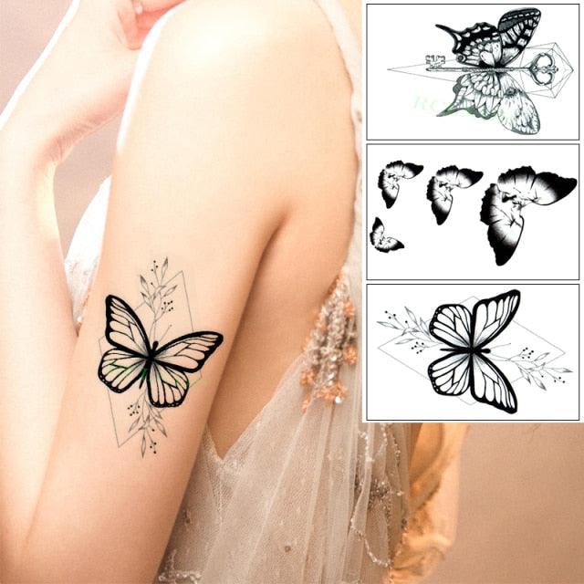 Elegant Waterproof Temporary Butterfly Sticker Tattoo Fake Halloween Party Tattoo For Woman Girls
