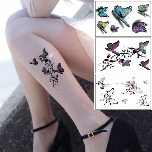 Elegant Waterproof Temporary Butterfly Sticker Tattoo Fake Halloween Party Tattoo For Woman Girls
