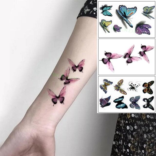Elegant Waterproof Temporary Butterfly Sticker Tattoo Fake Halloween Party Tattoo For Woman Girls