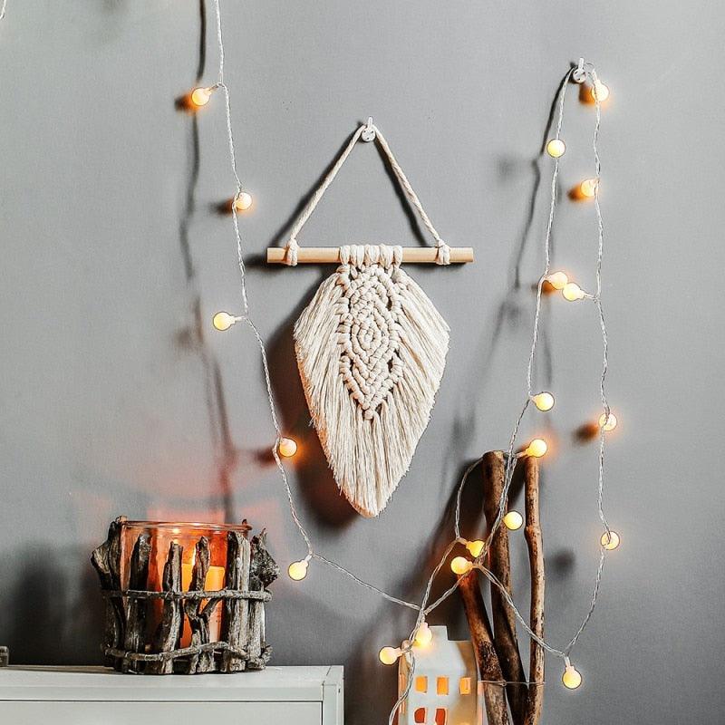 Handmade Wall Art Home Wall Decor Woven Hanging Tapestry Tassel Wind Chimes Wall Hanging Ornaments Hand Macrame Wall For Wall Wedding Living Room Gallery Patio Apartment Yard Decor