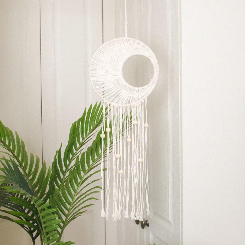 Handmade Wall Art Home Wall Decor Woven Hanging Tapestry Tassel Wind Chimes Wall Hanging Ornaments Hand Macrame Wall For Wall Wedding Living Room Gallery Patio Apartment Yard Decor