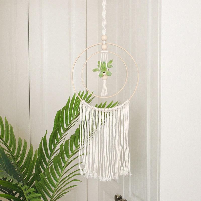 Handmade Wall Art Home Wall Decor Woven Hanging Tapestry Tassel Wind Chimes Wall Hanging Ornaments Hand Macrame Wall For Wall Wedding Living Room Gallery Patio Apartment Yard Decor