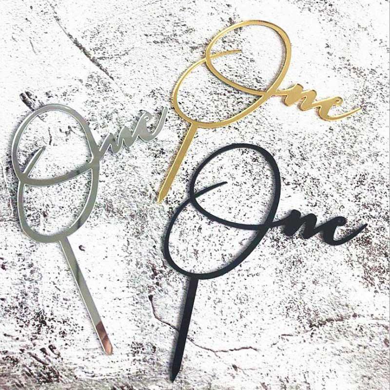 Acrylic One Cake Topper Top Cake One Cake Topper Birthday Cake Topper Double Sided For Anniversaries And Parties Birthday Party Cupcake Toppers Flags Wedding Baby Shower Supplies Lovely Baking Dessert Decorations