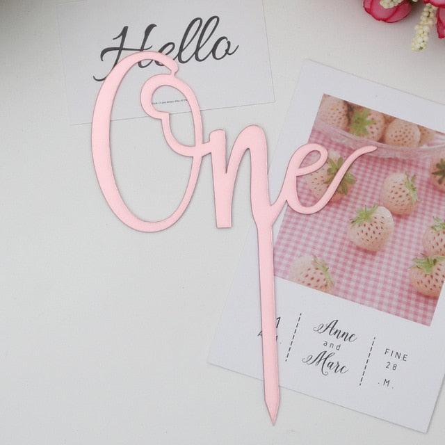 Acrylic One Cake Topper Top Cake One Cake Topper Birthday Cake Topper Double Sided For Anniversaries And Parties Birthday Party Cupcake Toppers Flags Wedding Baby Shower Supplies Lovely Baking Dessert Decorations