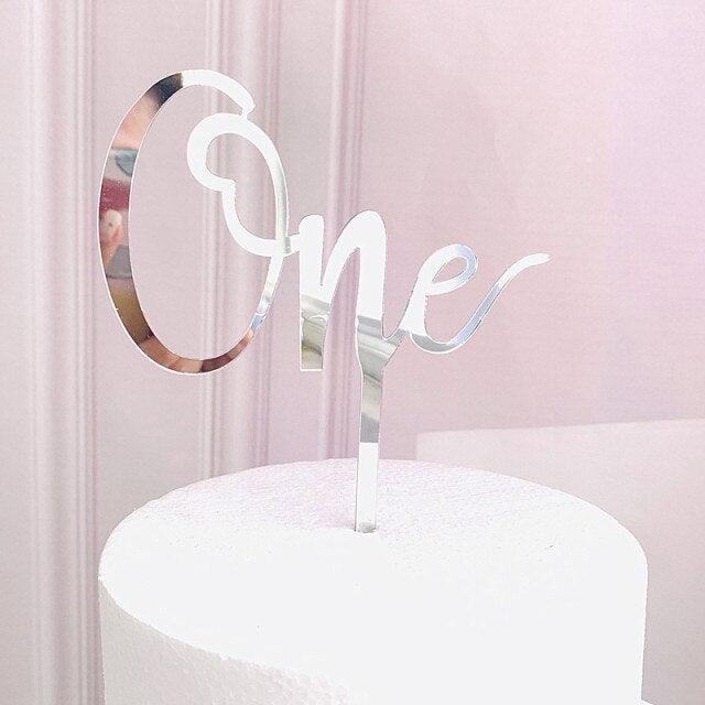 Acrylic One Cake Topper Top Cake One Cake Topper Birthday Cake Topper Double Sided For Anniversaries And Parties Birthday Party Cupcake Toppers Flags Wedding Baby Shower Supplies Lovely Baking Dessert Decorations