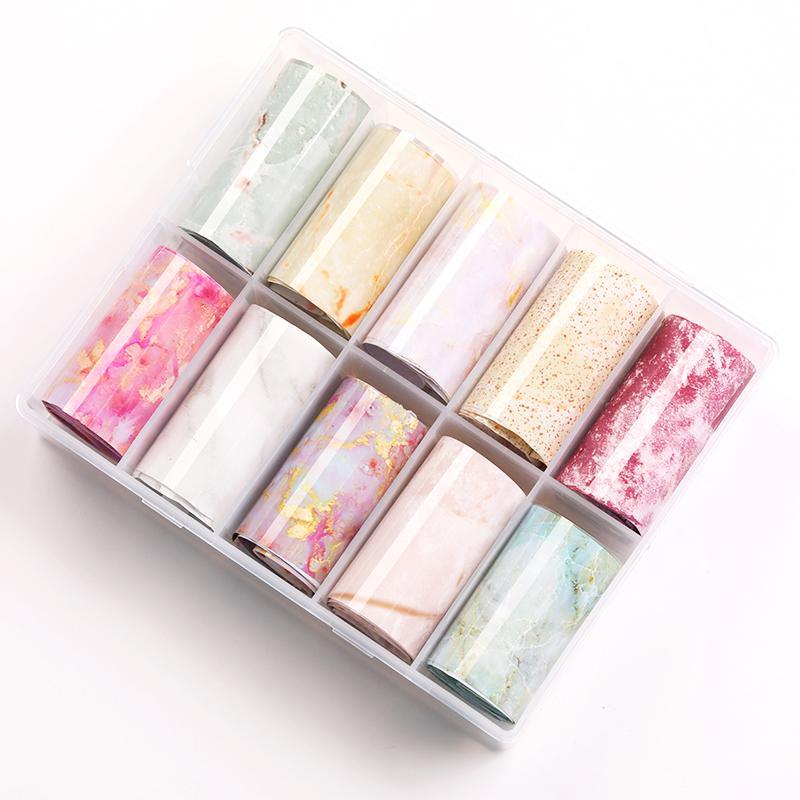 Nail Foils Marble Flower Series Iridescent Nail Art Transfer Sticker Paper Slider Nail Water Decal Design Manicures Decorations Art Manicures Decoration New Gold Nail Transfer Foils for Nail Arts Nails Supply Holographic Effect Nail Art Foil Stickers Hol