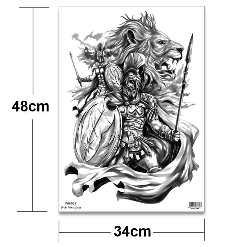Extra Large Back Temporary Lion Tatoo Sticker Waterproof Black Luxury Big Modern Design For Mens