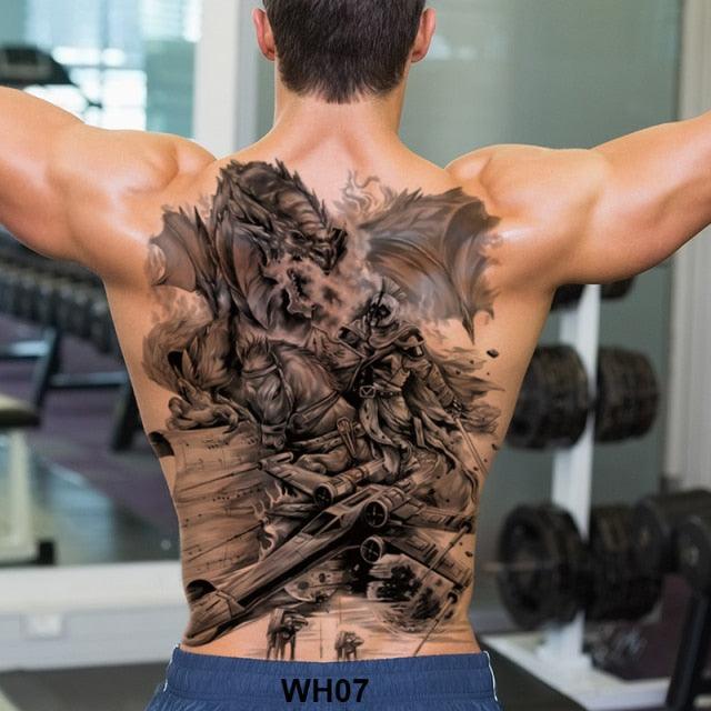 Extra Large Back Temporary Lion Tatoo Sticker Waterproof Black Luxury Big Modern Design For Mens