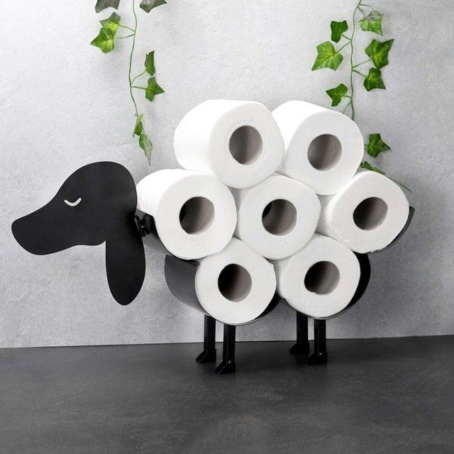 Sheep Decorative Toilet Paper Holder Bathroom Hardware Tissue Storage Toilet Roll Holder Bathroom Accessories Iron Paper Storage Sheep Toilet Paper Roll Holder Metal Wall Mounted Free Standing Bathroom Tissue Storage