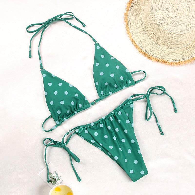 Bikini Swimsuit Solid Color Bikini Set Swimwear Bathing Suit Women Bikinis String Beach Women Two Piece Bikini Swimsuit Bathing Suits Halter Triangle Tops String Bikini Sets