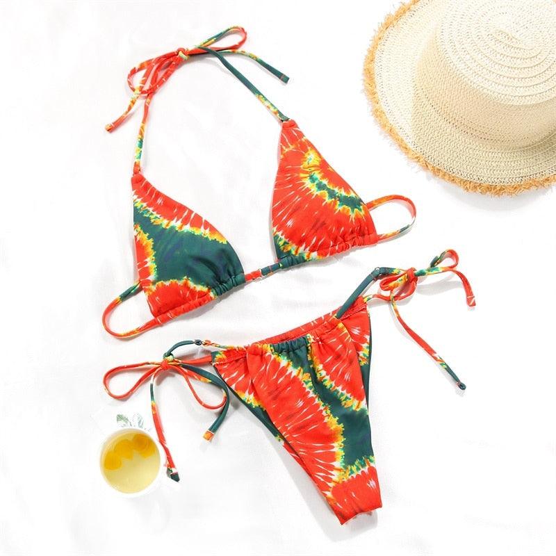 Bikini Swimsuit Solid Color Bikini Set Swimwear Bathing Suit Women Bikinis String Beach Women Two Piece Bikini Swimsuit Bathing Suits Halter Triangle Tops String Bikini Sets