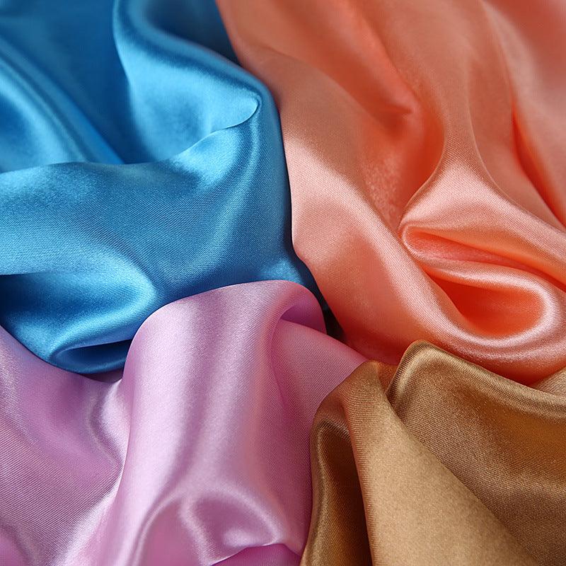 Luxury Long Soft Square Silk Scarves Lightweight Elegant Satin Silk Soft Head Wrap Escharpe Hijab Scarf Muslim Female Silky Shawls Wrap Hair Head Scarves Bandanna For Women 90*90cm