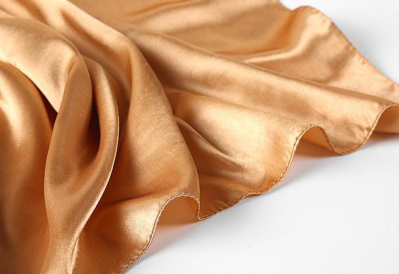 Luxury Long Soft Square Silk Scarves Lightweight Elegant Satin Silk Soft Head Wrap Escharpe Hijab Scarf Muslim Female Silky Shawls Wrap Hair Head Scarves Bandanna For Women 90*90cm
