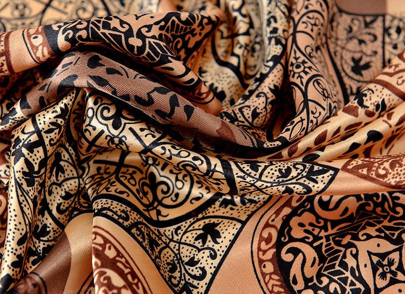 Luxury Long Soft Square Silk Scarves Lightweight Elegant Satin Silk Soft Head Wrap Escharpe Hijab Scarf Muslim Female Silky Shawls Wrap Hair Head Scarves Bandanna For Women 90*90cm