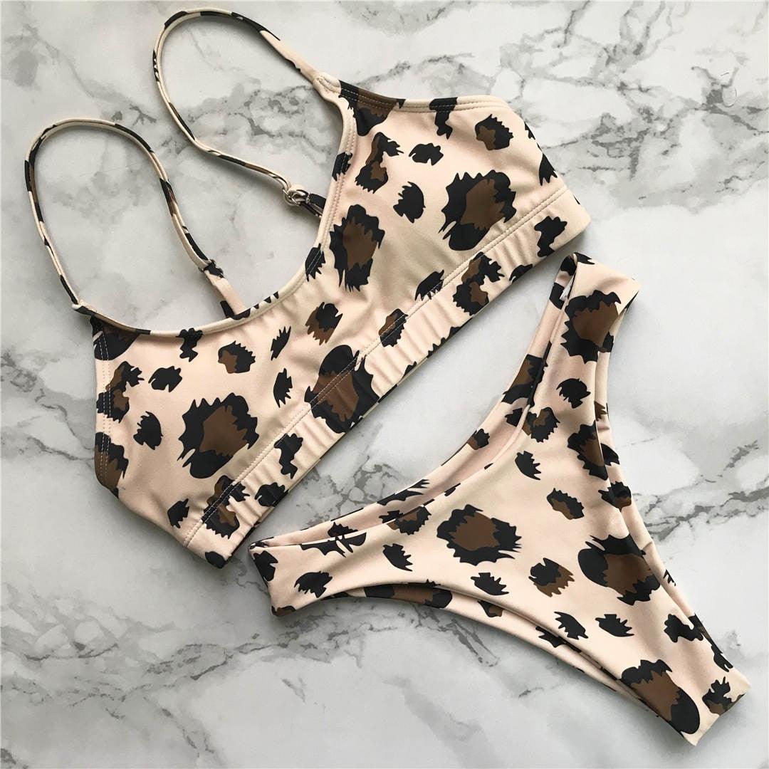 Leopard Bikini Women Swimwear Female Swimsuit Women Two Pieces Scalloped Bikini Set Swimsuits Bathing Suit Two-pieces Bikini Set Bather Bathing Suit