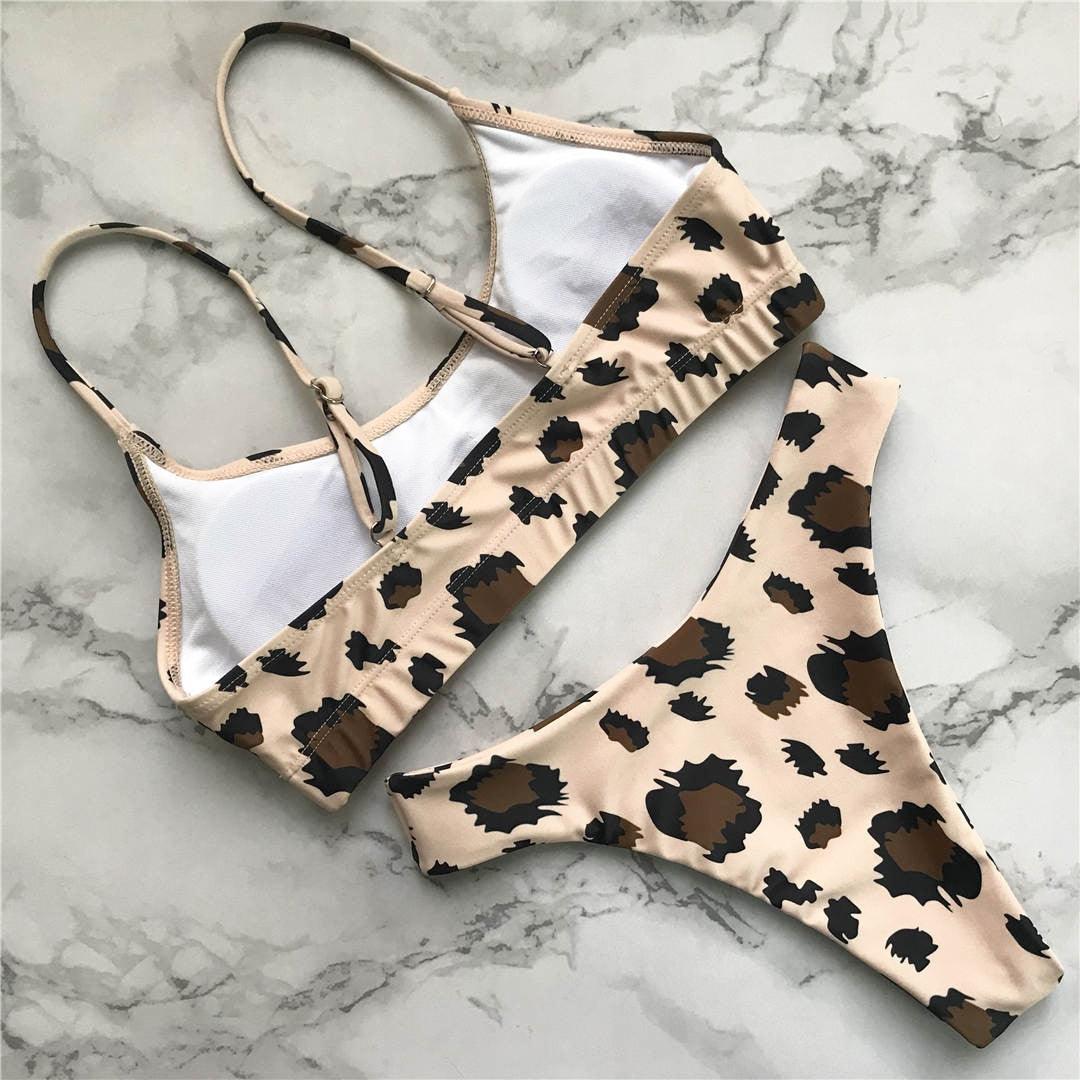 Leopard Bikini Women Swimwear Female Swimsuit Women Two Pieces Scalloped Bikini Set Swimsuits Bathing Suit Two-pieces Bikini Set Bather Bathing Suit