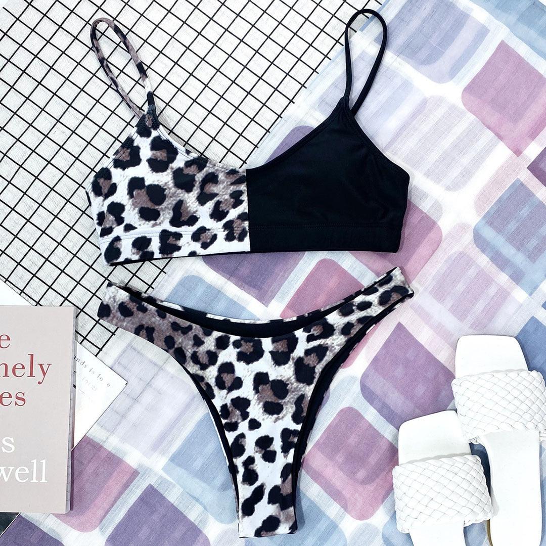 Leopard Bikini Women Swimwear Female Swimsuit Women Two Pieces Scalloped Bikini Set Swimsuits Bathing Suit Two-pieces Bikini Set Bather Bathing Suit