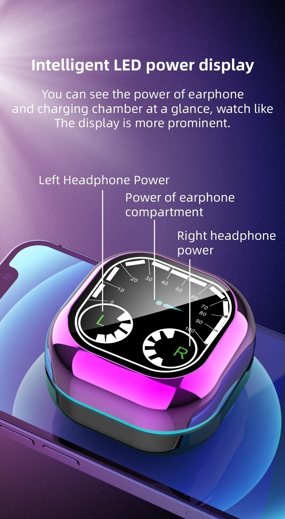 Sports Black Headphones Wireless Wearable Music Player Built-in Memory Sweatproof WaterproofWireless Bluetooth Headphones 5.1 Gaming Headset In Ear HiFi Sports Noise Cancel Earphone For Smartphones LED Display For Sports Running Workout