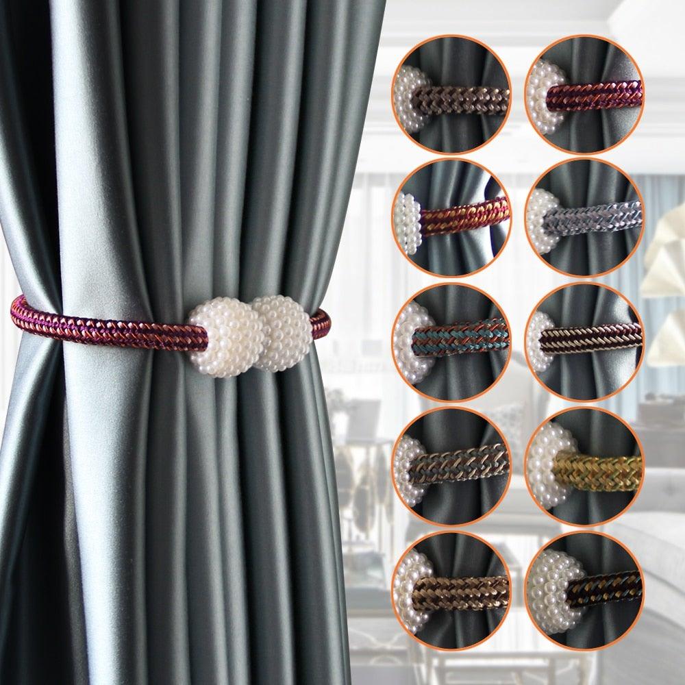 Pearl Magnetic Curtain Clip Curtain Holder Tieback Buckle Clips Hanging Ball Buckle Tie Back Curtain Accessories Home Decor Decorative Curtain Holdbacks Crystal Tie Backs For Curtains Curtain Holders For Window Draperies