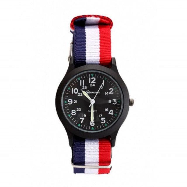 Unisex Fashion Nylon Fabric Kids Children Watch Sport Thin Students Canvas Quartz Dress Wristwatch Military Time Watch Field Outdoor Sport Mens Wristwatch With Slip-Thru Nylon Band
