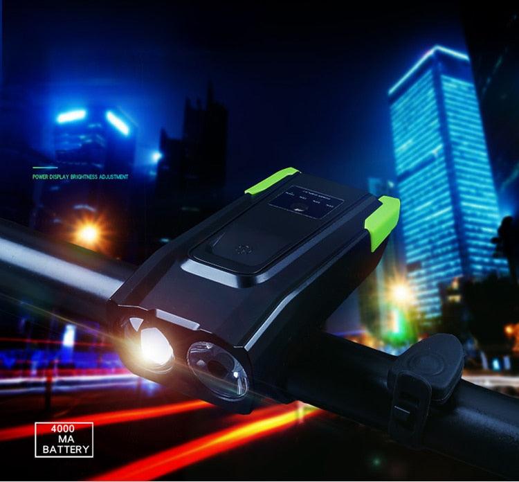 4000mAh Bicycle Front Light Set USB Rechargeable Smart Headlight With Horn 800 Lumen LED Bicycle Light Set USB Rechargeable Super Bright Bike Headlight