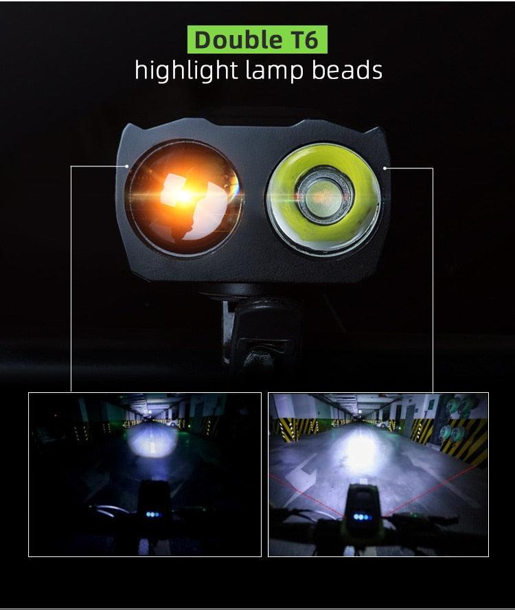 4000mAh Bicycle Front Light Set USB Rechargeable Smart Headlight With Horn 800 Lumen LED Bicycle Light Set USB Rechargeable Super Bright Bike Headlight