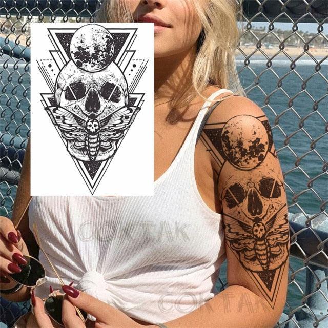 Realistic Black Temporary Small Big Tattoos Space Planets Animals Tatoos Waterproof Face Hands Tattoos For Girls Mens