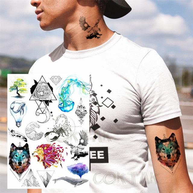 Realistic Black Temporary Small Big Tattoos Space Planets Animals Tatoos Waterproof Face Hands Tattoos For Girls Mens
