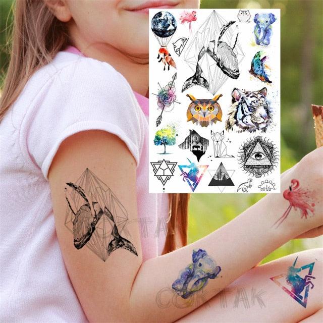 Realistic Black Temporary Small Big Tattoos Space Planets Animals Tatoos Waterproof Face Hands Tattoos For Girls Mens