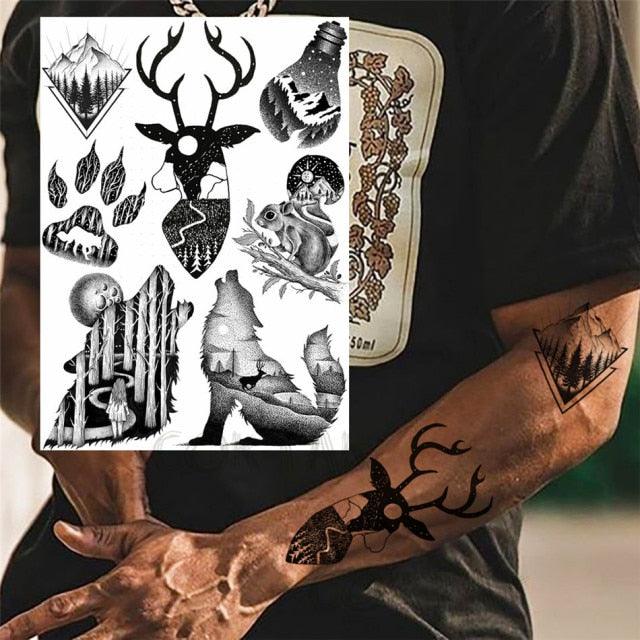 Realistic Black Temporary Small Big Tattoos Space Planets Animals Tatoos Waterproof Face Hands Tattoos For Girls Mens