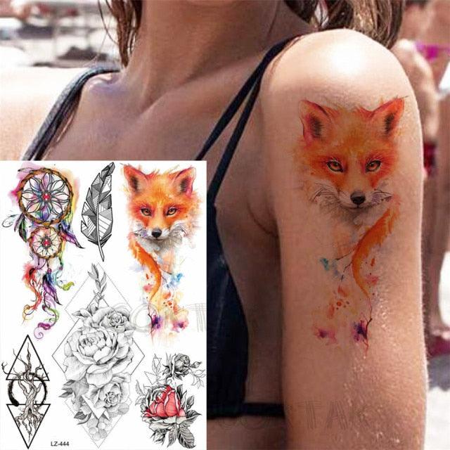 Realistic Black Temporary Small Big Tattoos Space Planets Animals Tatoos Waterproof Face Hands Tattoos For Girls Mens