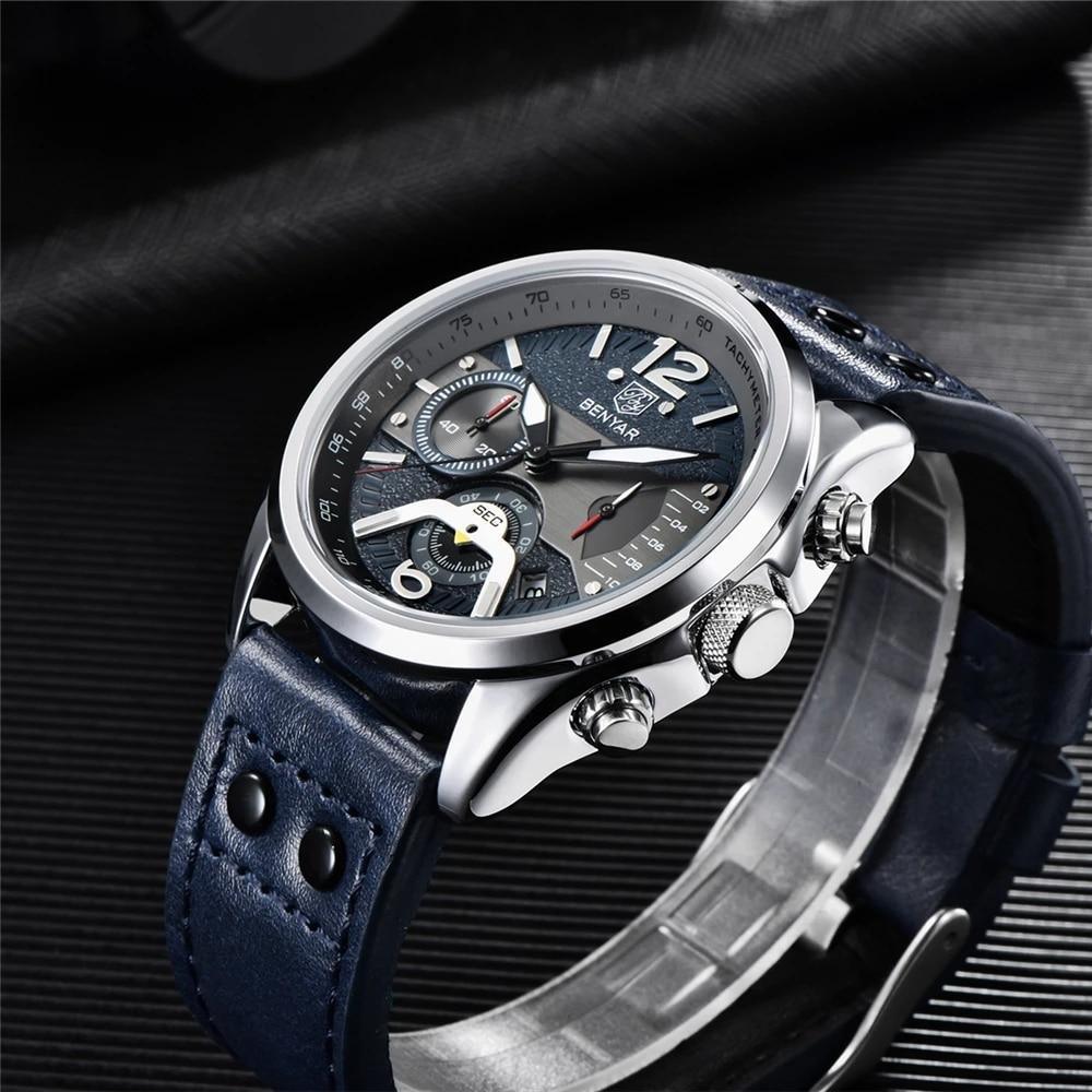 New Men Watch Top Sport Design Waterproof Men Quartz Military Wristwatch Leather Strap Analog Men Watch