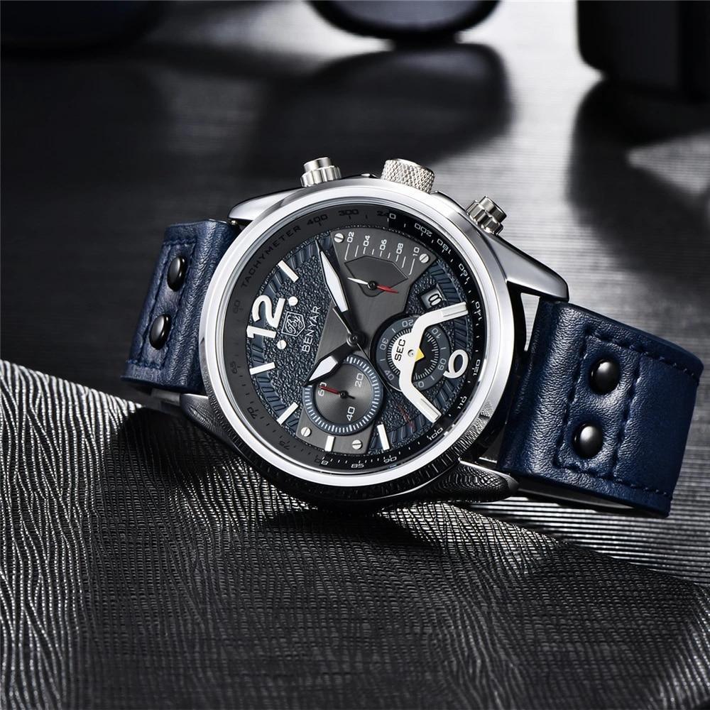 New Men Watch Top Sport Design Waterproof Men Quartz Military Wristwatch Leather Strap Analog Men Watch
