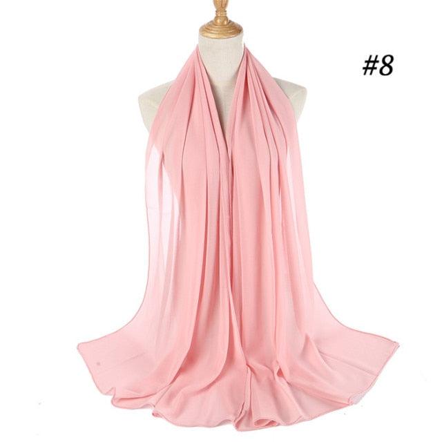 Winter Fashion Long Solid Color Soft Muslim Bubble Chiffon Hijab Scarf Shawls Hijab Elegant Scarf Wrap Lightweight Islamic Head Wear Escharpe Shawls Headband Wraps Lightweight Head Scarves Ladies Hijabs For Women