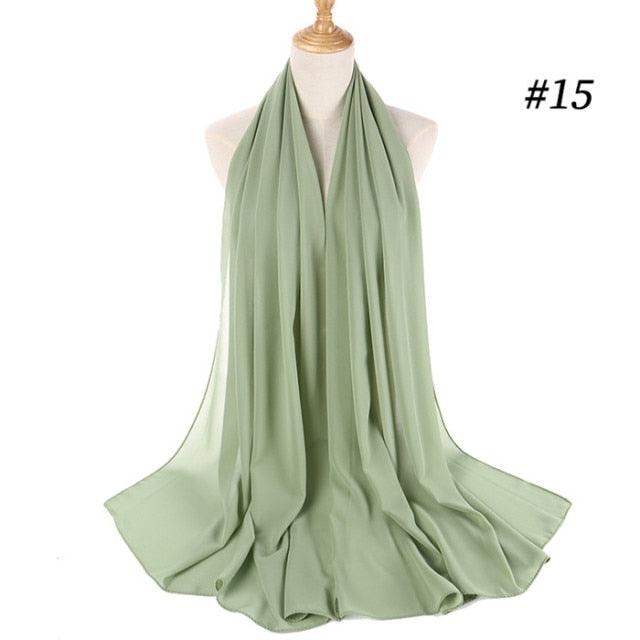 Winter Fashion Long Solid Color Soft Muslim Bubble Chiffon Hijab Scarf Shawls Hijab Elegant Scarf Wrap Lightweight Islamic Head Wear Escharpe Shawls Headband Wraps Lightweight Head Scarves Ladies Hijabs For Women
