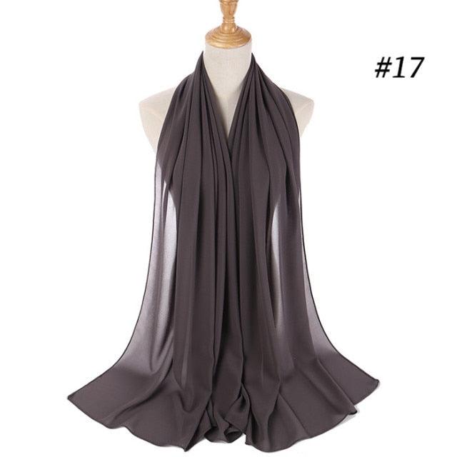 Winter Fashion Long Solid Color Soft Muslim Bubble Chiffon Hijab Scarf Shawls Hijab Elegant Scarf Wrap Lightweight Islamic Head Wear Escharpe Shawls Headband Wraps Lightweight Head Scarves Ladies Hijabs For Women