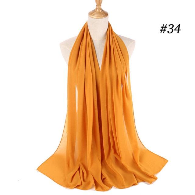 Winter Fashion Long Solid Color Soft Muslim Bubble Chiffon Hijab Scarf Shawls Hijab Elegant Scarf Wrap Lightweight Islamic Head Wear Escharpe Shawls Headband Wraps Lightweight Head Scarves Ladies Hijabs For Women