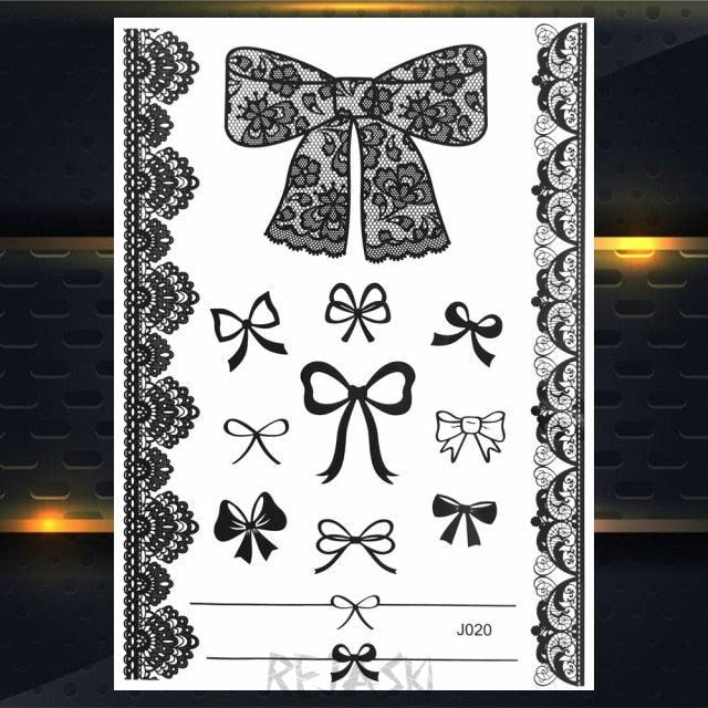 53 Sheets Black Lace Temporary Tattoos Sticker Butterfly Flower Fake Tatoo Sticker Sexy Black Henna Temporary Tattoos For Women