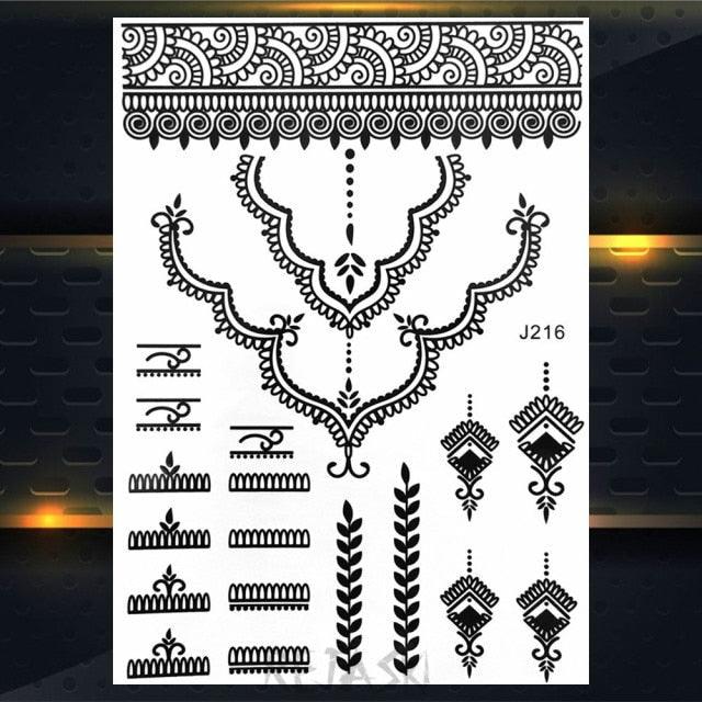 53 Sheets Black Lace Temporary Tattoos Sticker Butterfly Flower Fake Tatoo Sticker Sexy Black Henna Temporary Tattoos For Women