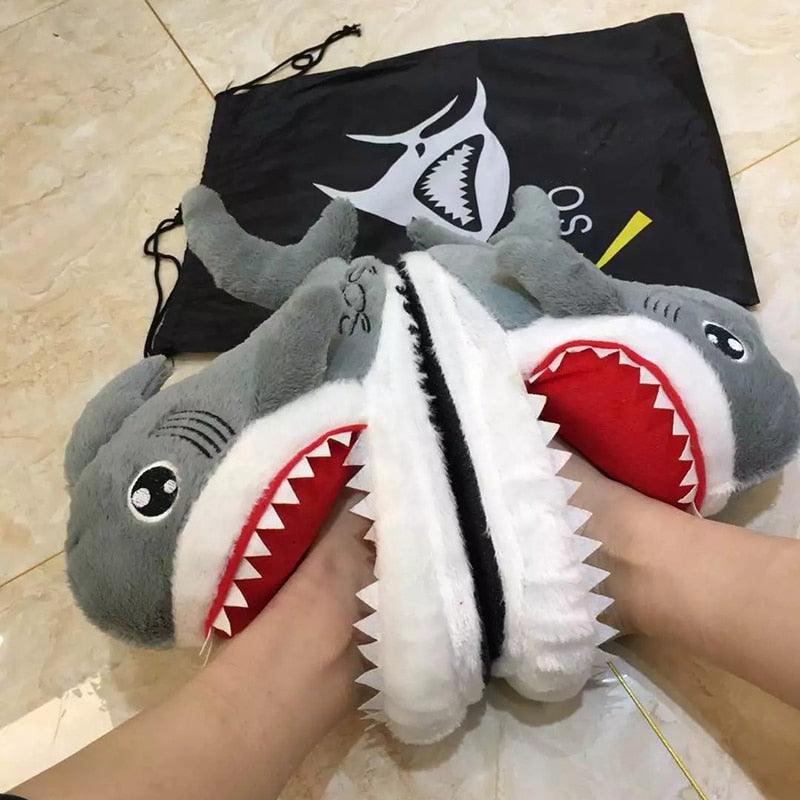 Shark Funny Shoes Girls Indoor Slippers Home Shoes Fashion Plush Warm Slippers Women Winter Cute Shark Cozy Women Slippers With Funny Face Memory Foam Non-Slip Rubber Sole Soft Slip On Home Shoes